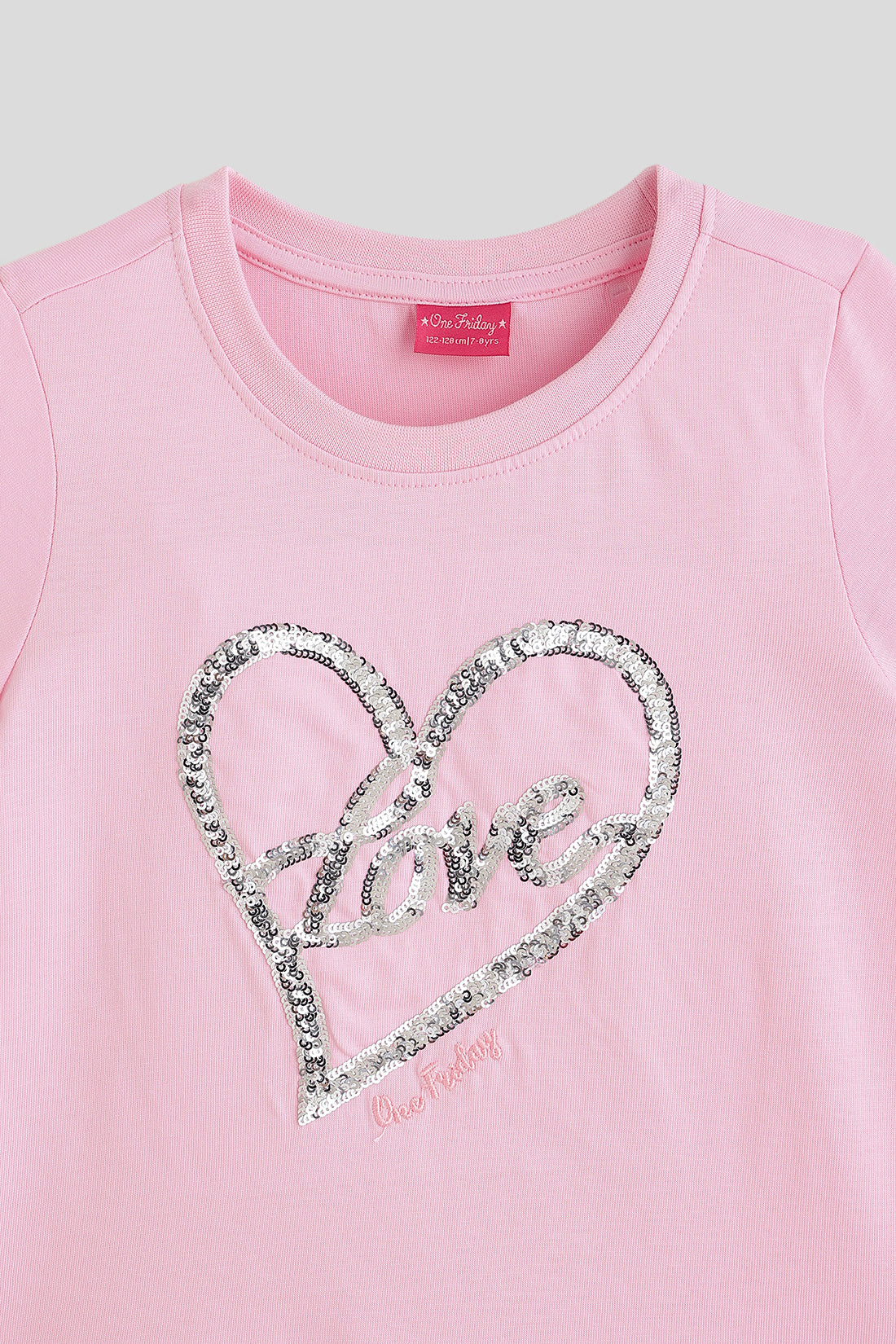 Girls Pink Solid T-Shirt