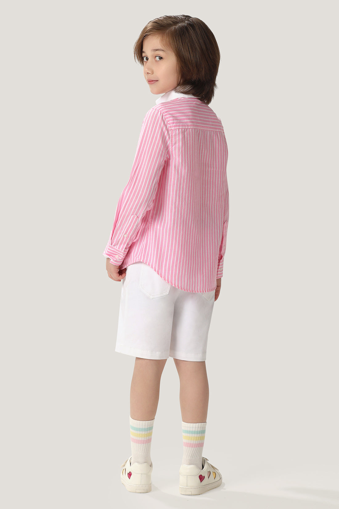 Boys Pink & White Striped Shirt