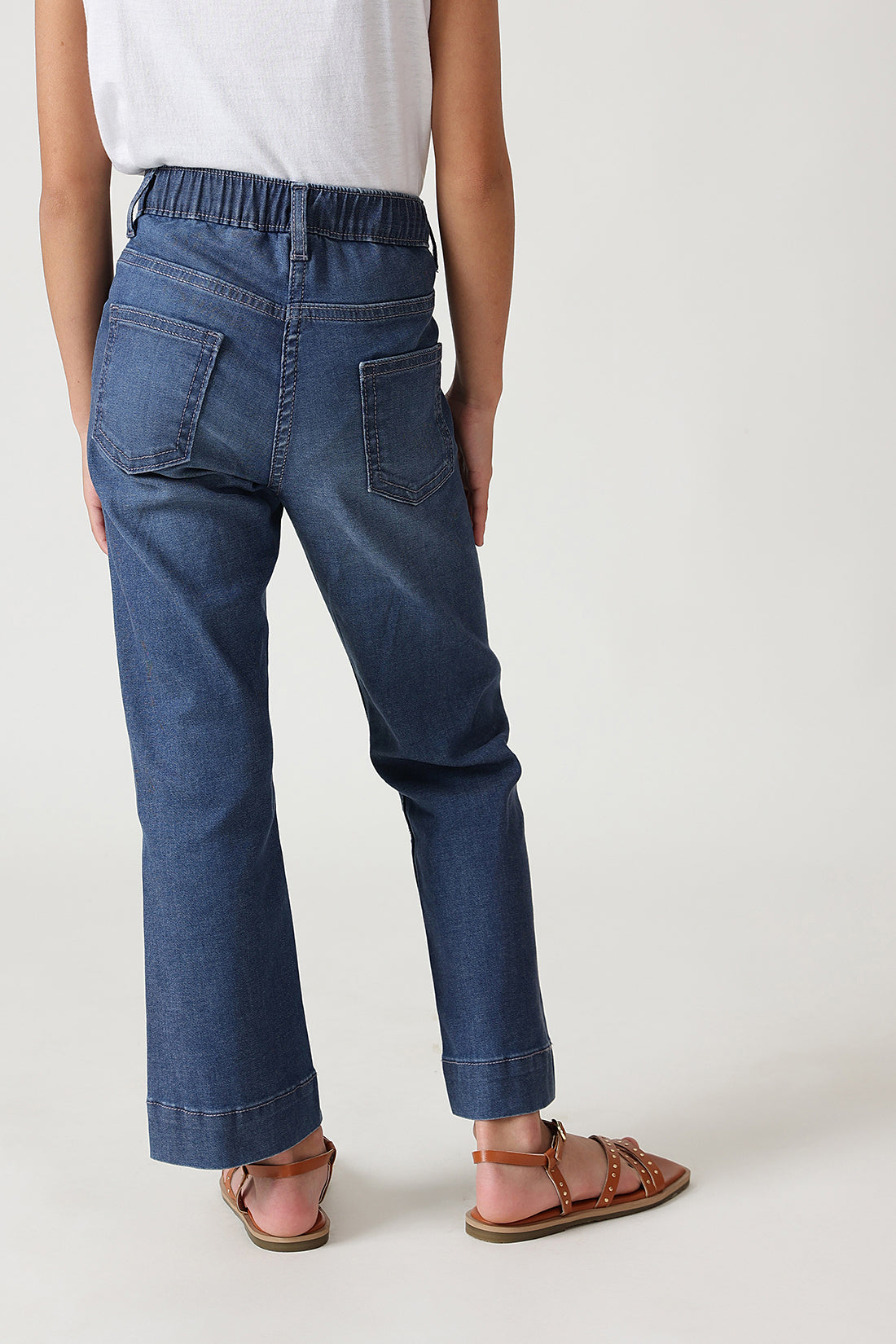 Girls Blue Regular Fit Solid Denim Jeans by One Friday