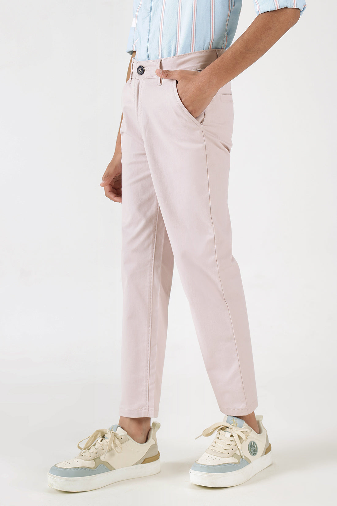 Boys Pink Regular Fitted Solid Trouser by One Friday