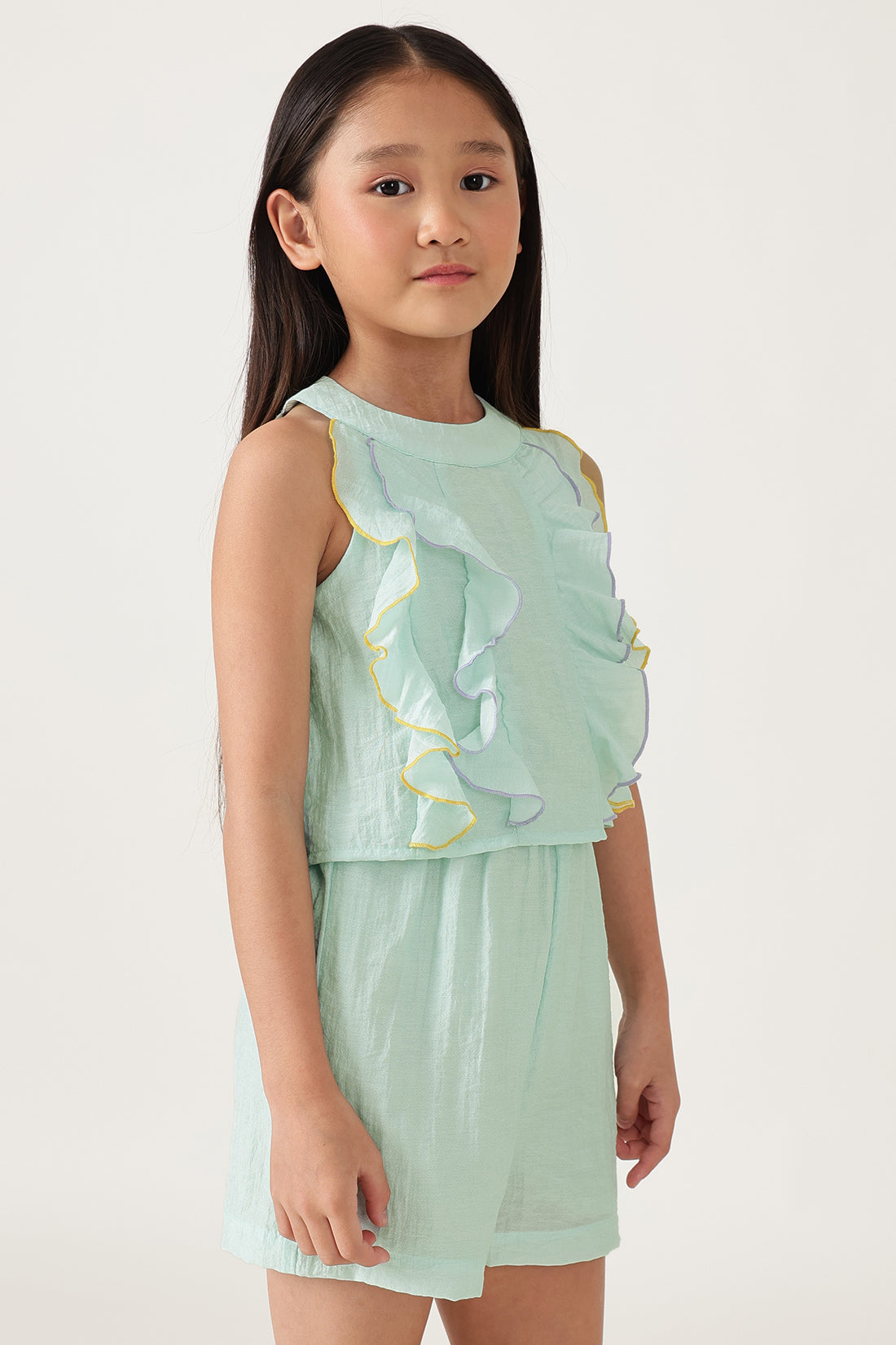 One Friday Girls Aqua Solid Jumpsuit