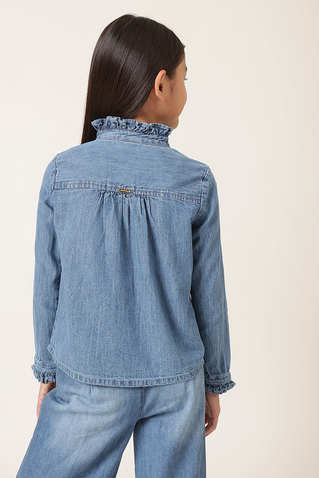 Girls Blue Full Sleeve Denim Shirt