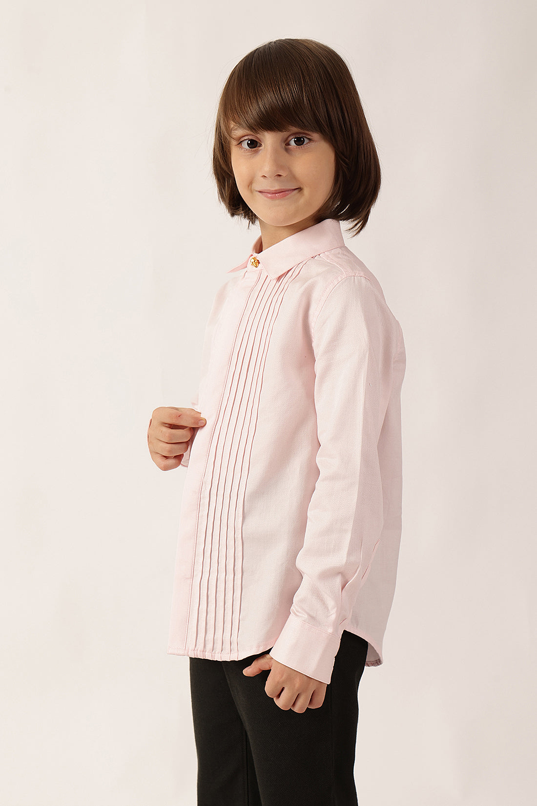 Boys Pink Cotton Full Sleeve Woven Shirt | One Friday