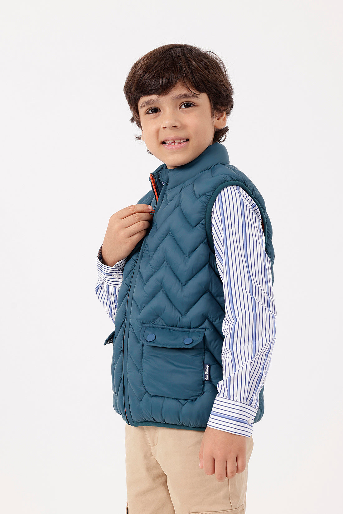 Boys Teal Sleeveless Jacket One Friday