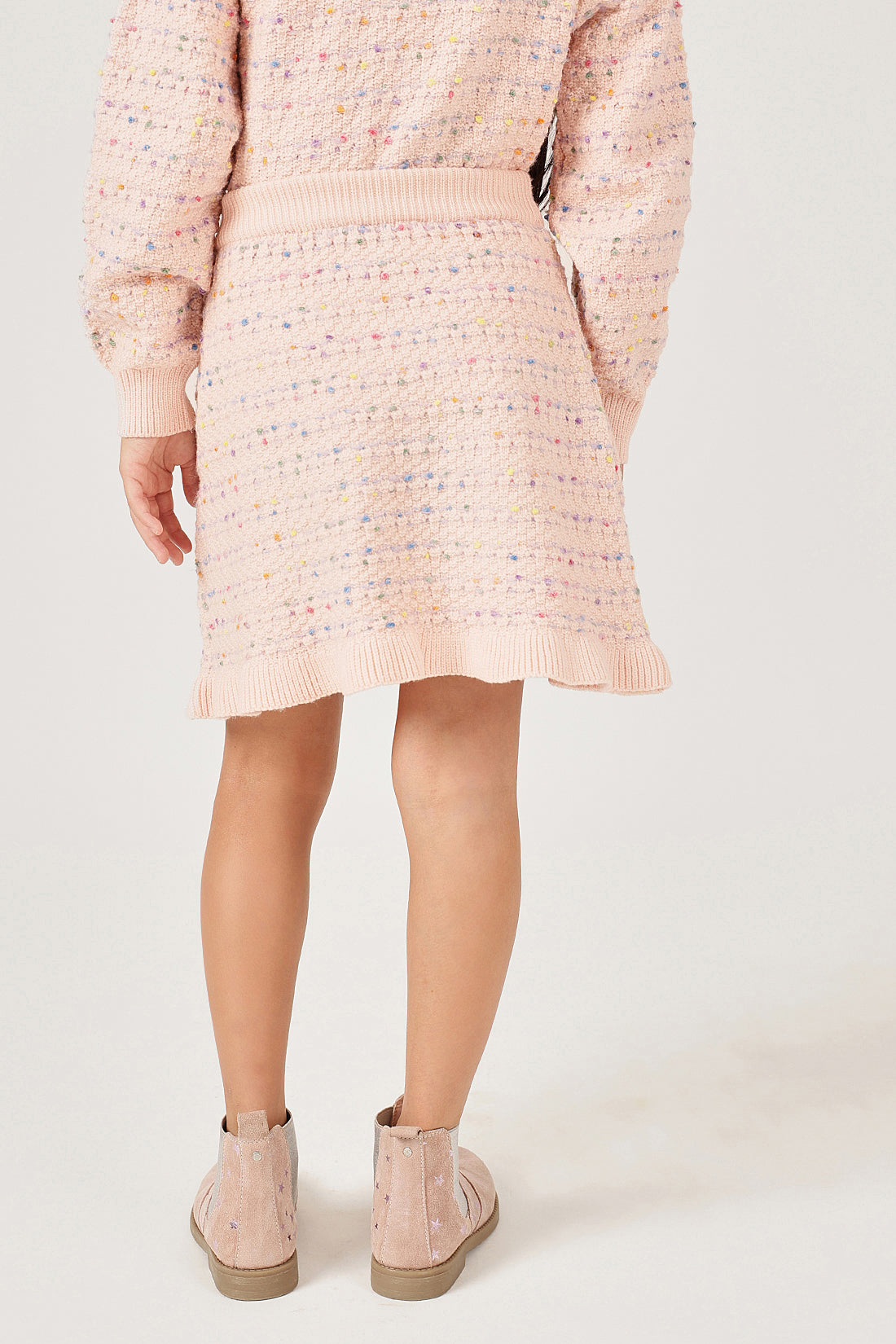 Girls Peach Acrylic Blend Winter Skirt