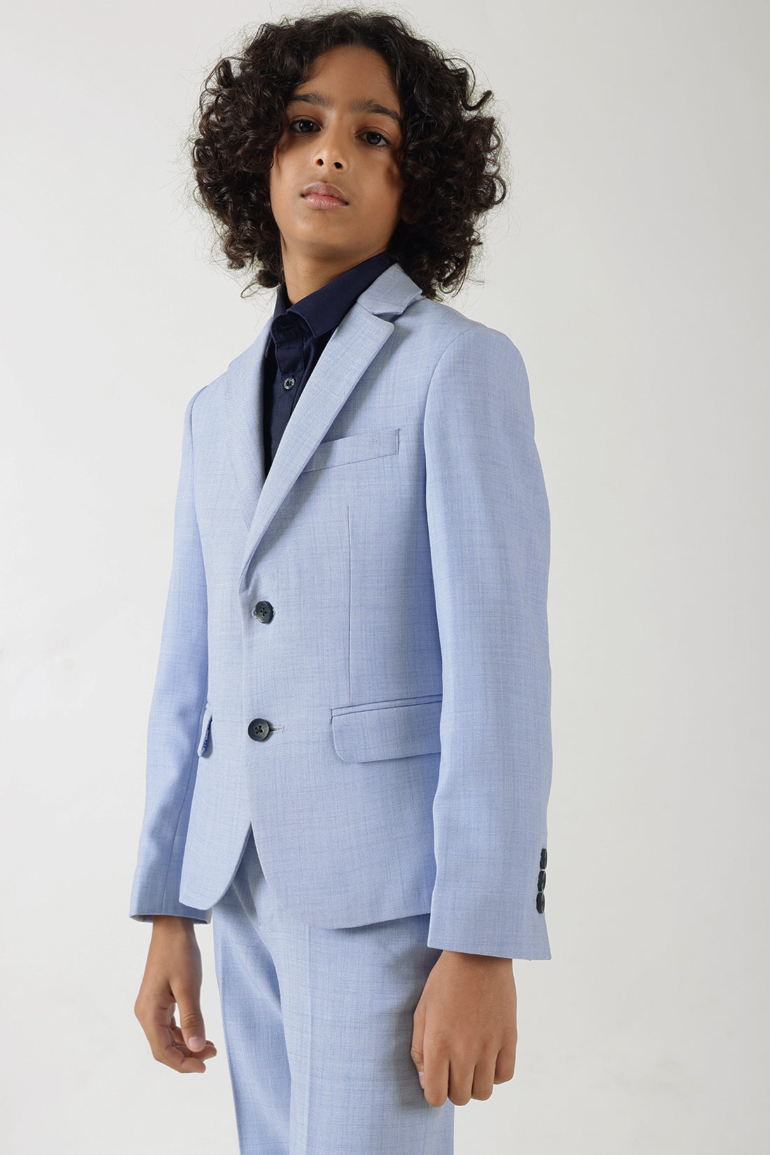 Boys Blue Regular Fit Blazer & Pants Two-Piece Suit Set by One Friday