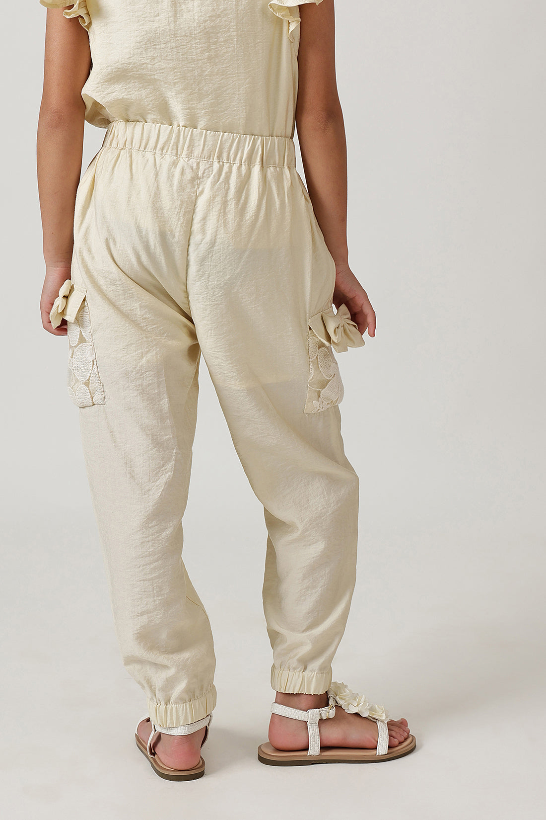 Girls Sand Loose Fit Solid Jogger by One Friday