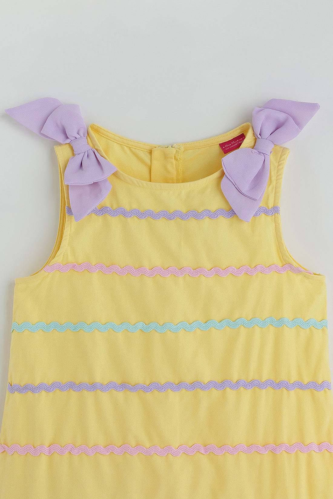 Girls Yellow A-Line Solid Dress By Sleeveless - One Friday