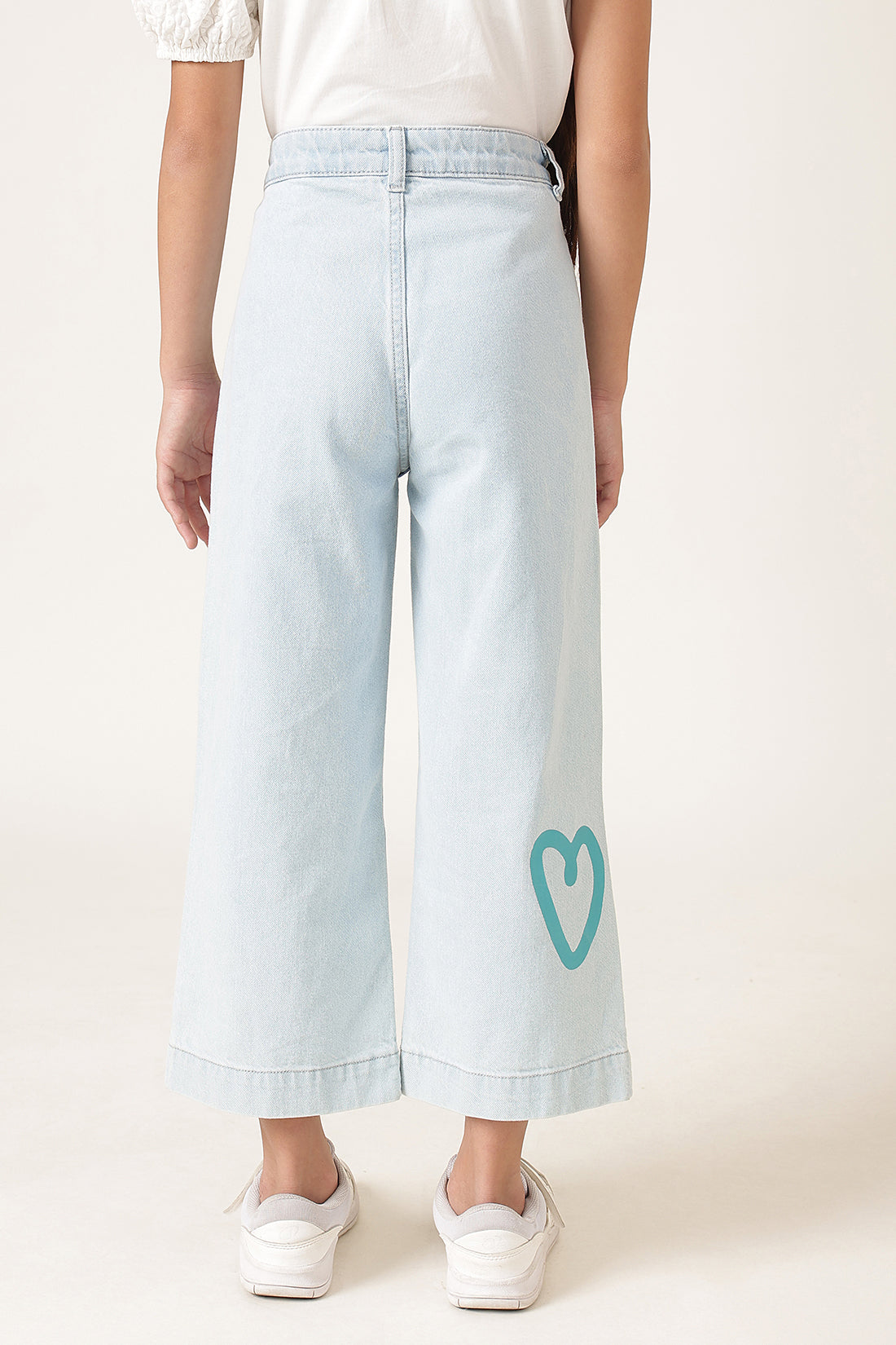 Girls Blue Denim Cotton Slim Fit Jeans