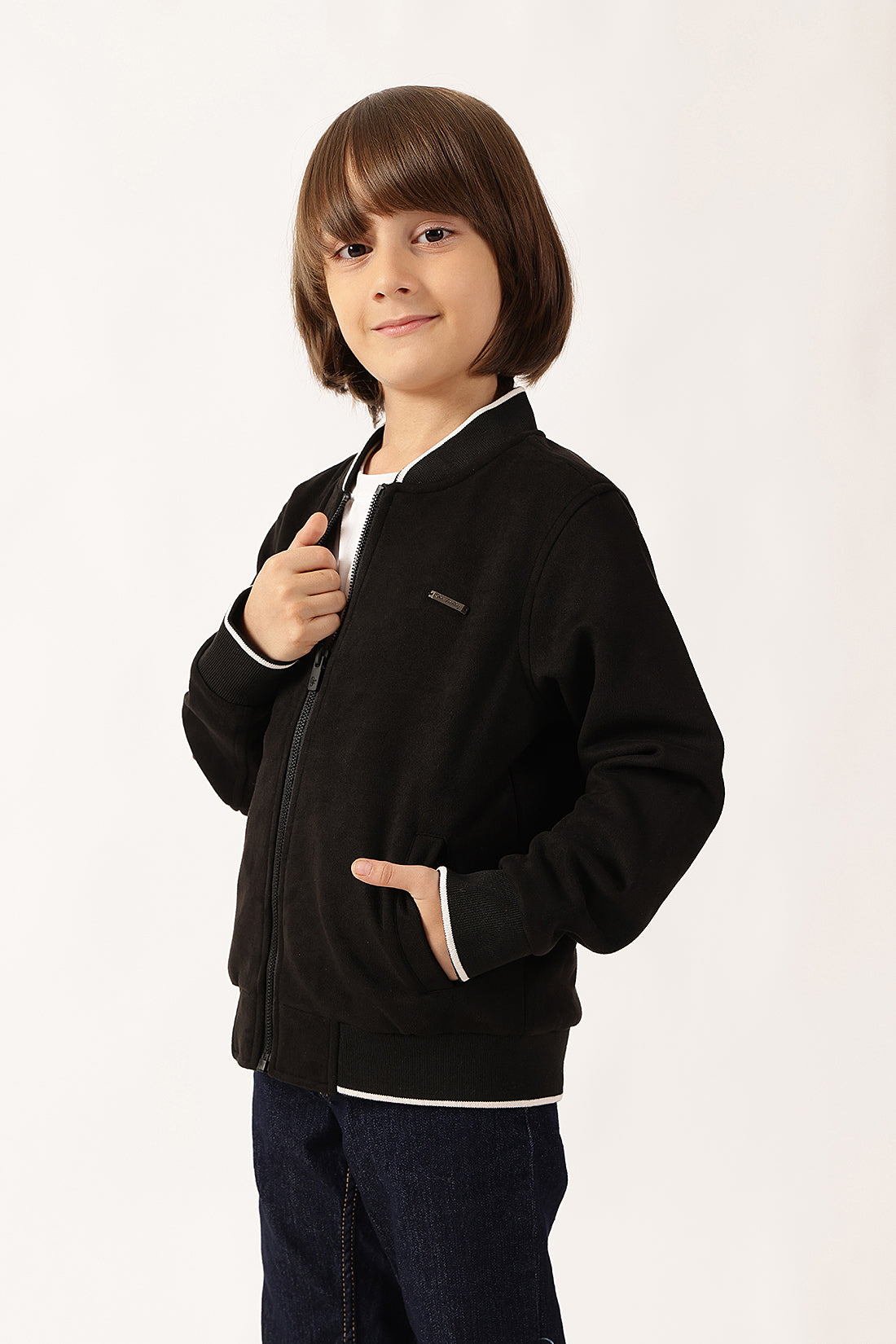 Boys Black Winter Jacket Outerwear with Zip