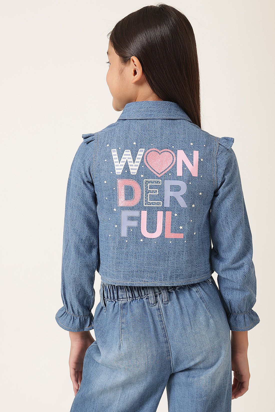 Girls Blue Denim Shirt Style Top