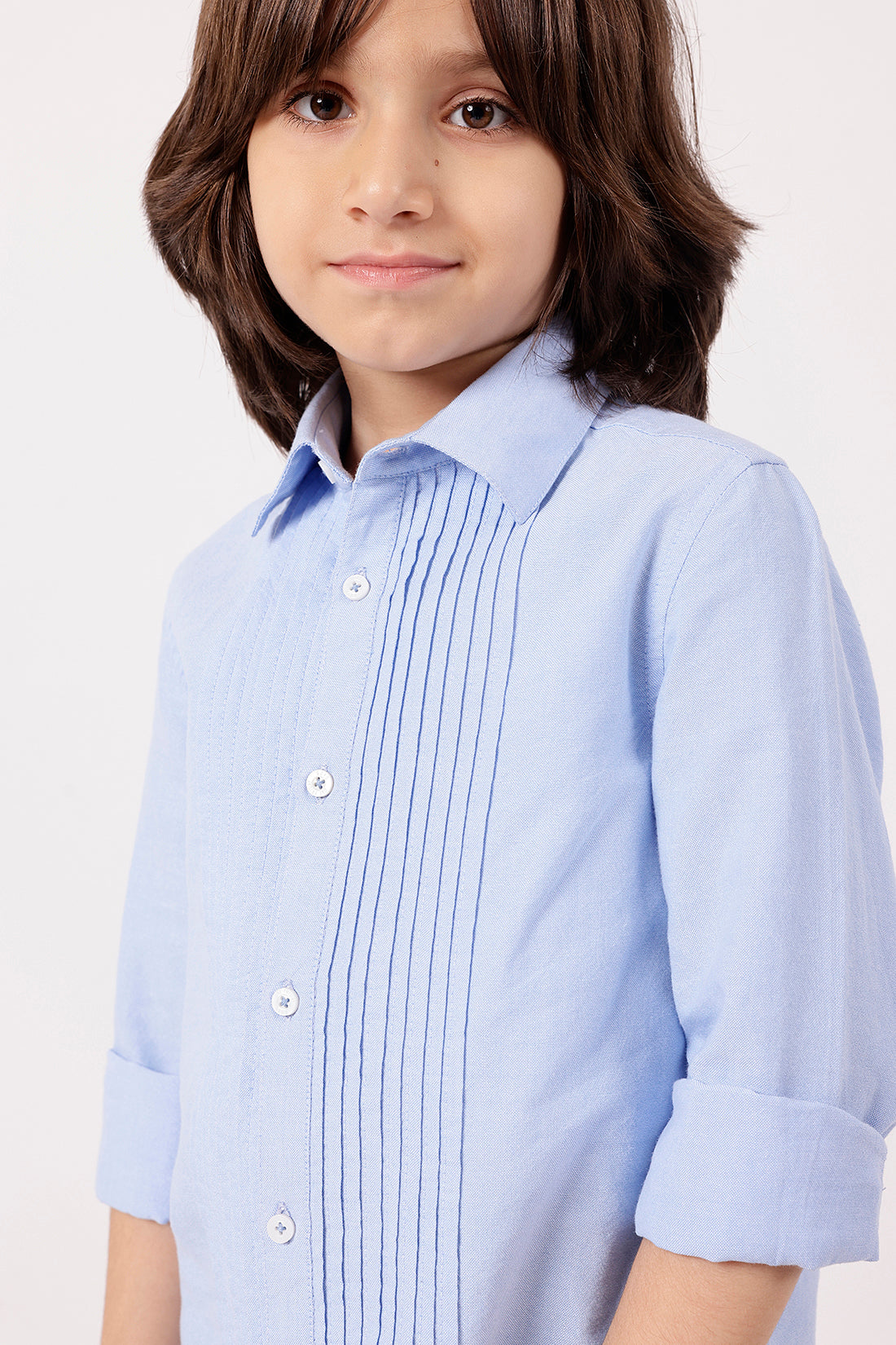 Boys’ Blue Solid Woven Shirt One Friday