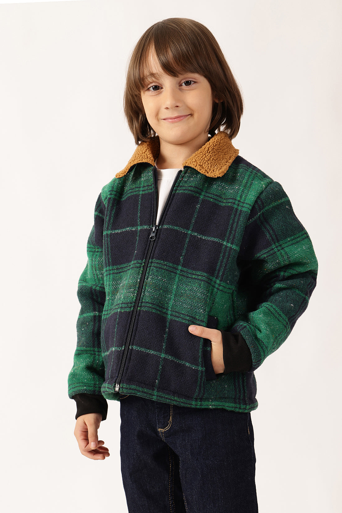 Boys Green Checked Jacket One Friday