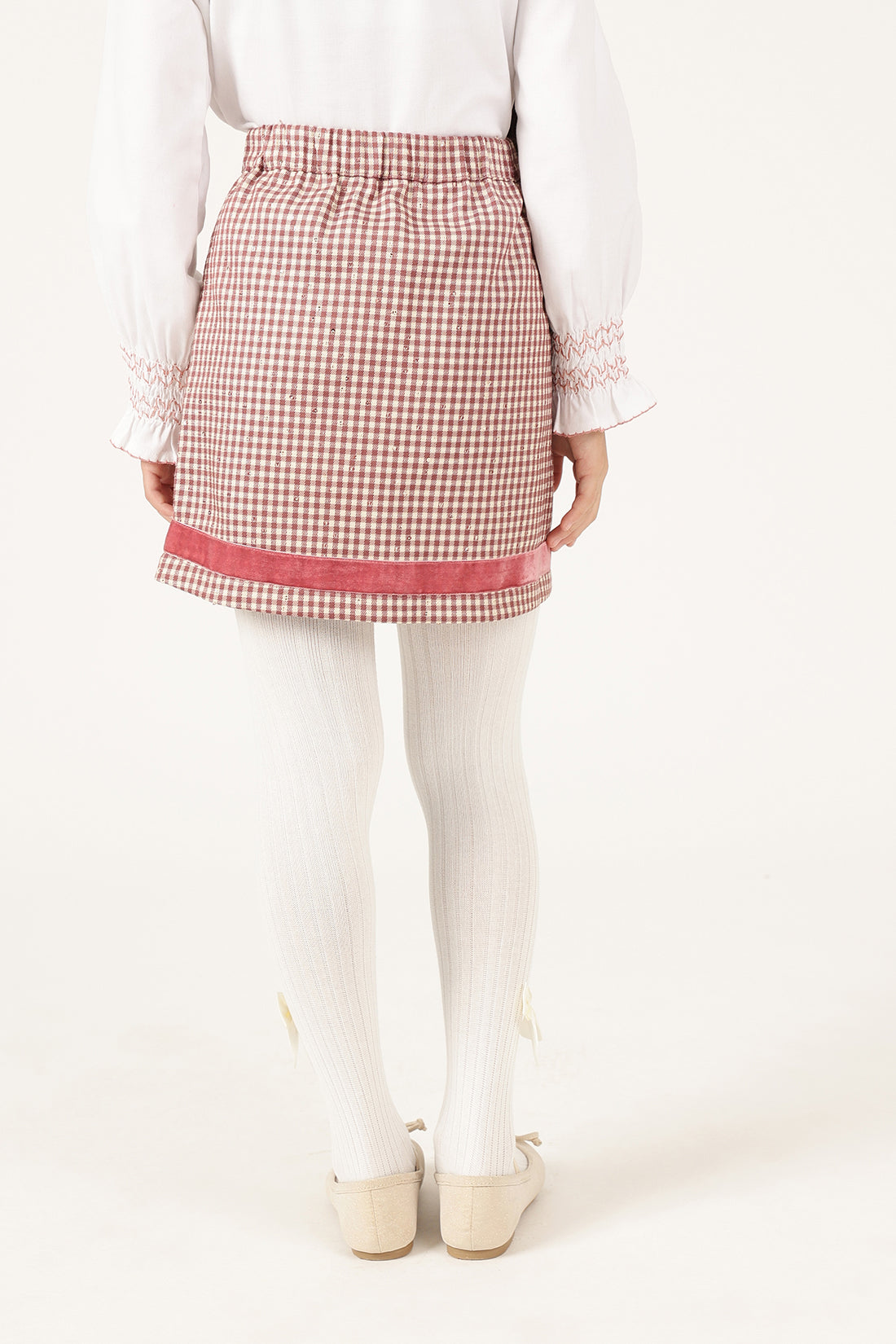 Girls Multicolor Check Skirt