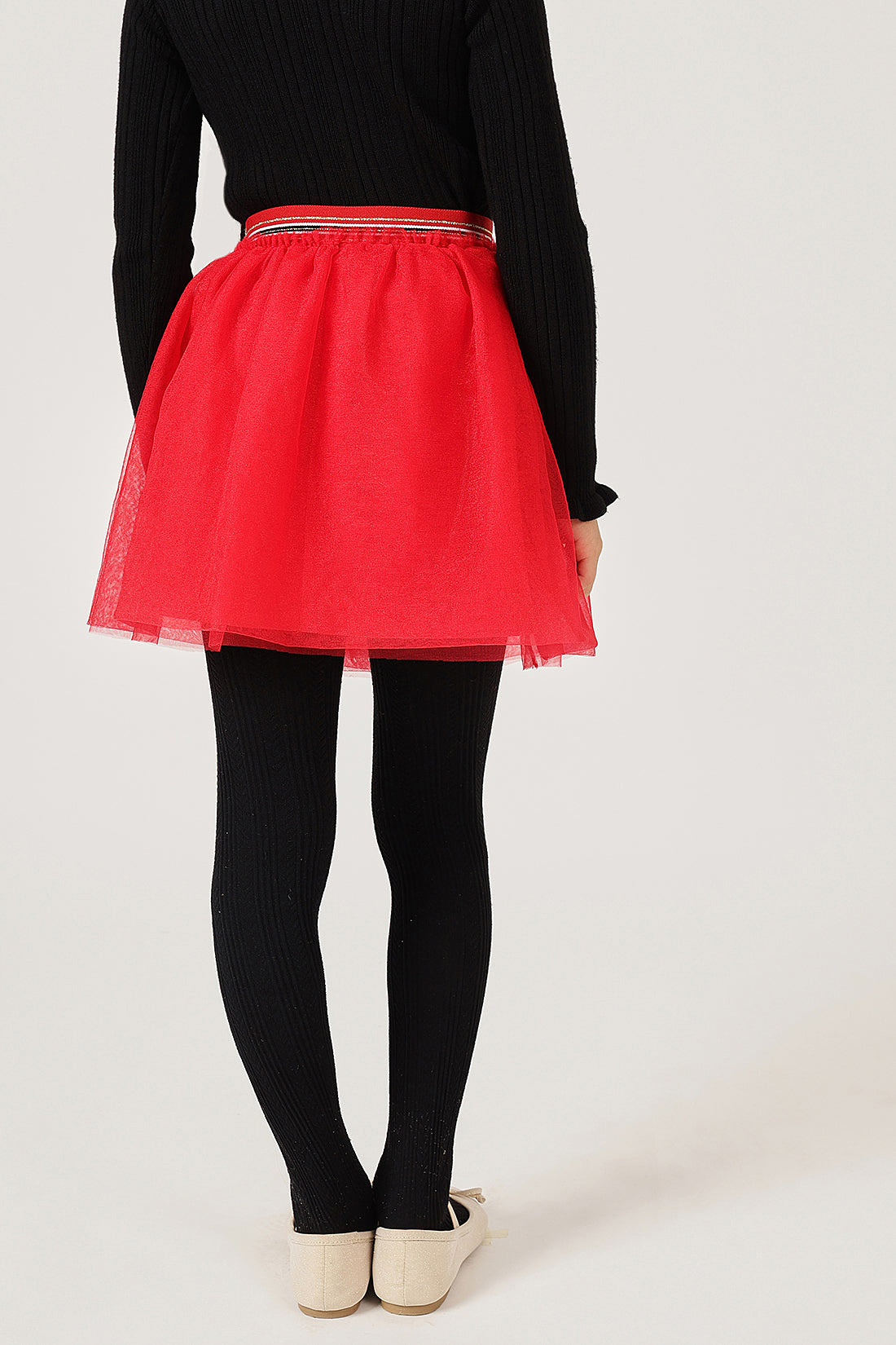 Girls Red Solid Woven Skirt – Xmas Party Wear