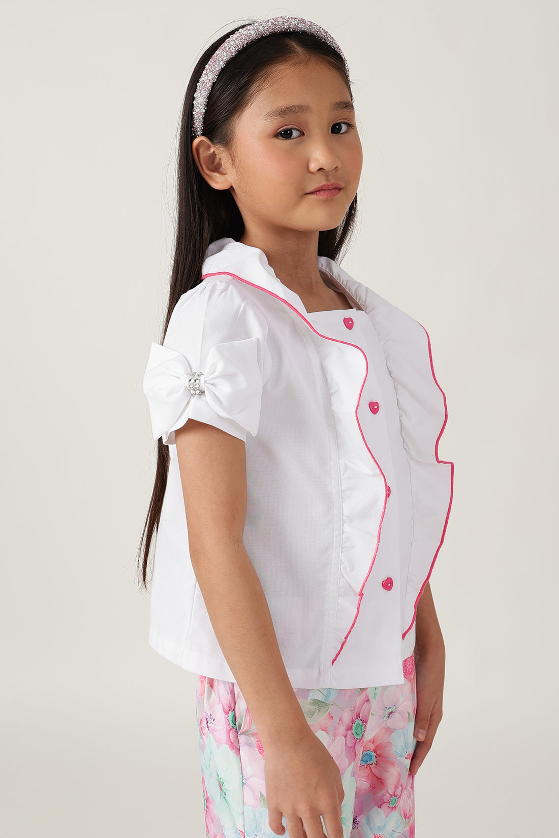 Girls White Regular Fit Short Sleeve Solid Top By One Friday