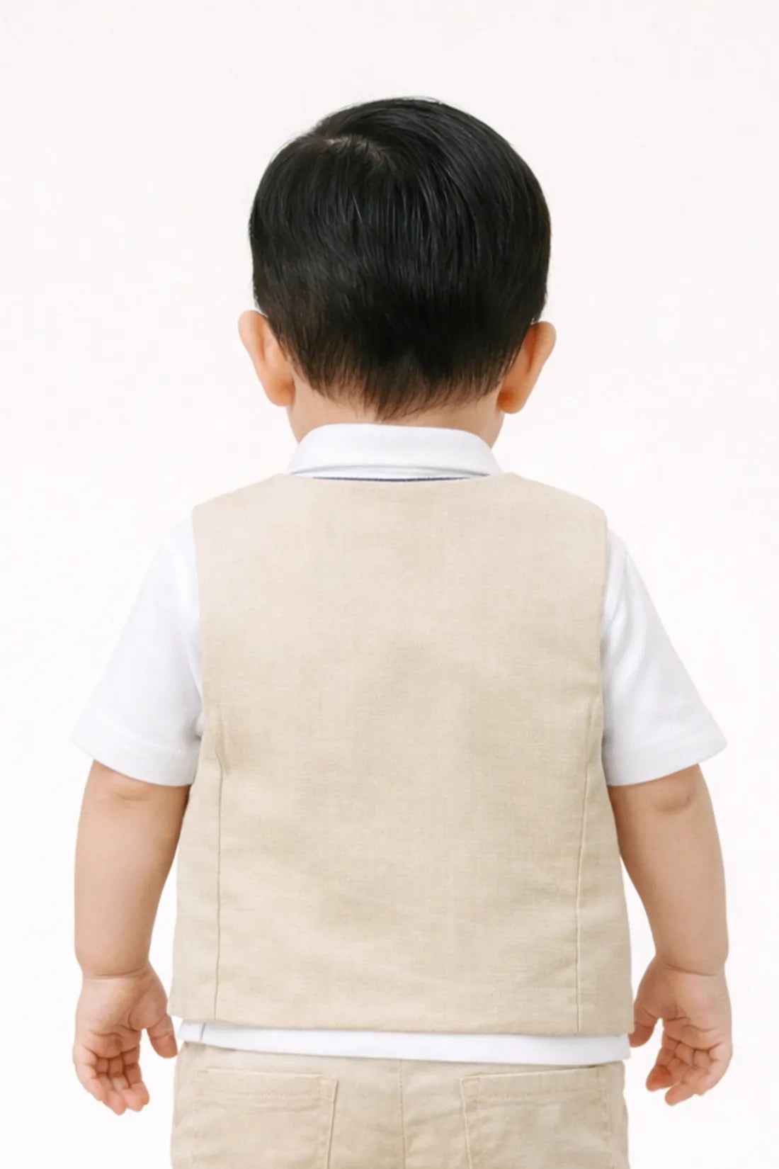 Baby Boys Beige Round Neck Clothing Set