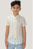 One Friday Boys White and Blue Stripes Seersucker Cotton Shirt