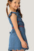 One Friday Kids Girls Indigo Blue Embroidered Denim Skirt With Front Button Opening