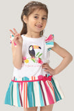 One Friday Baby Girls Multicolored Round Neck White Dress