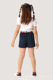 One Friday Kids Girls Navy Blue Cotton Embellishment Short