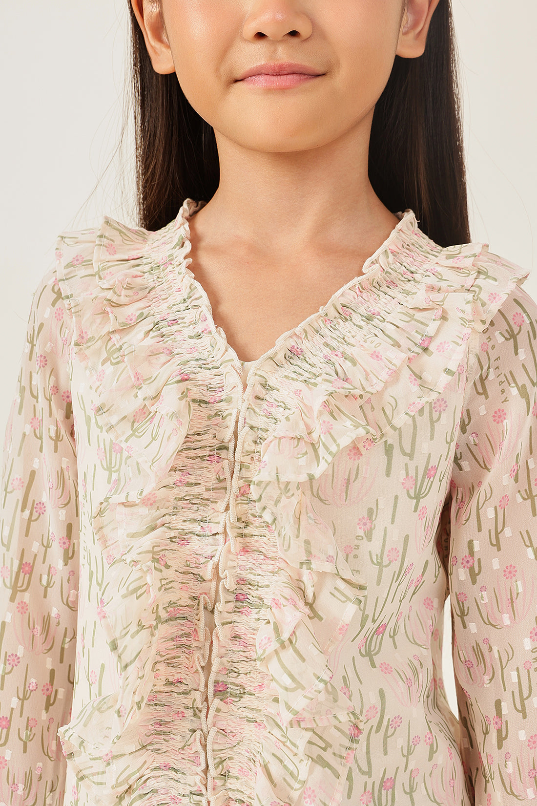 Girls Multicolor Abstract Print Woven Top