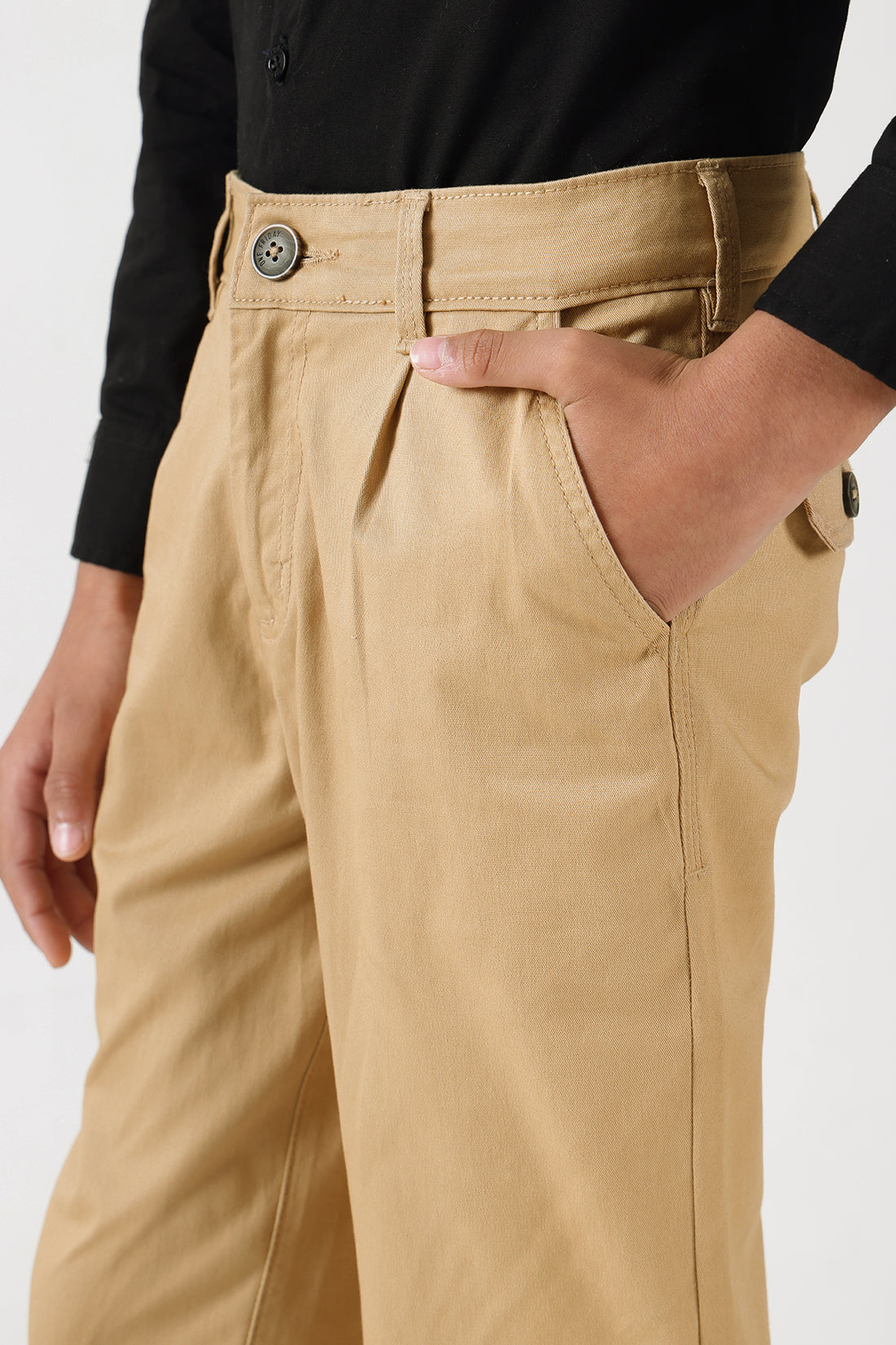 Boys Tobacco Loose Fit Solid Trouser by One Friday