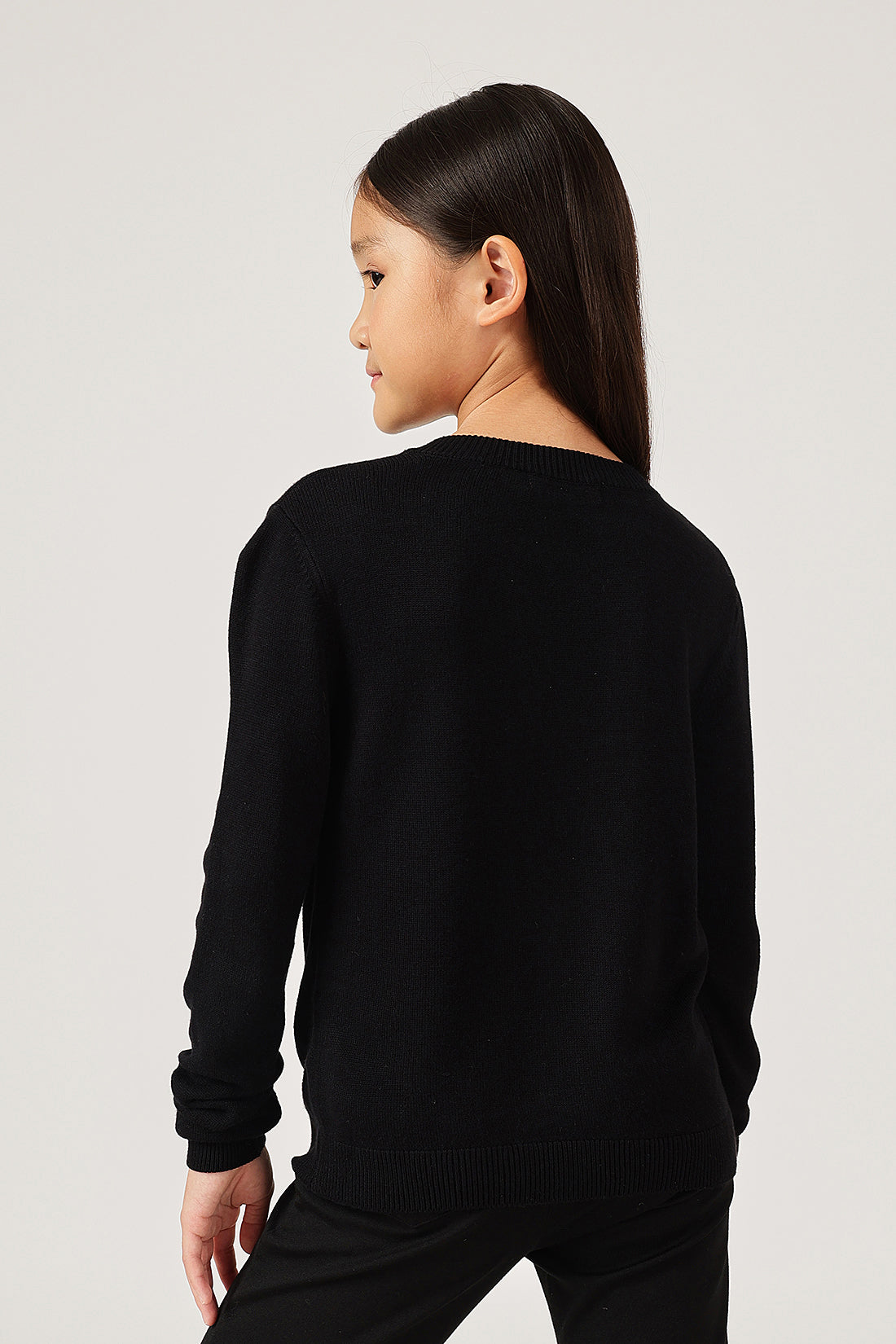 Girls' Black Sweater with Frill Detailing One Friday