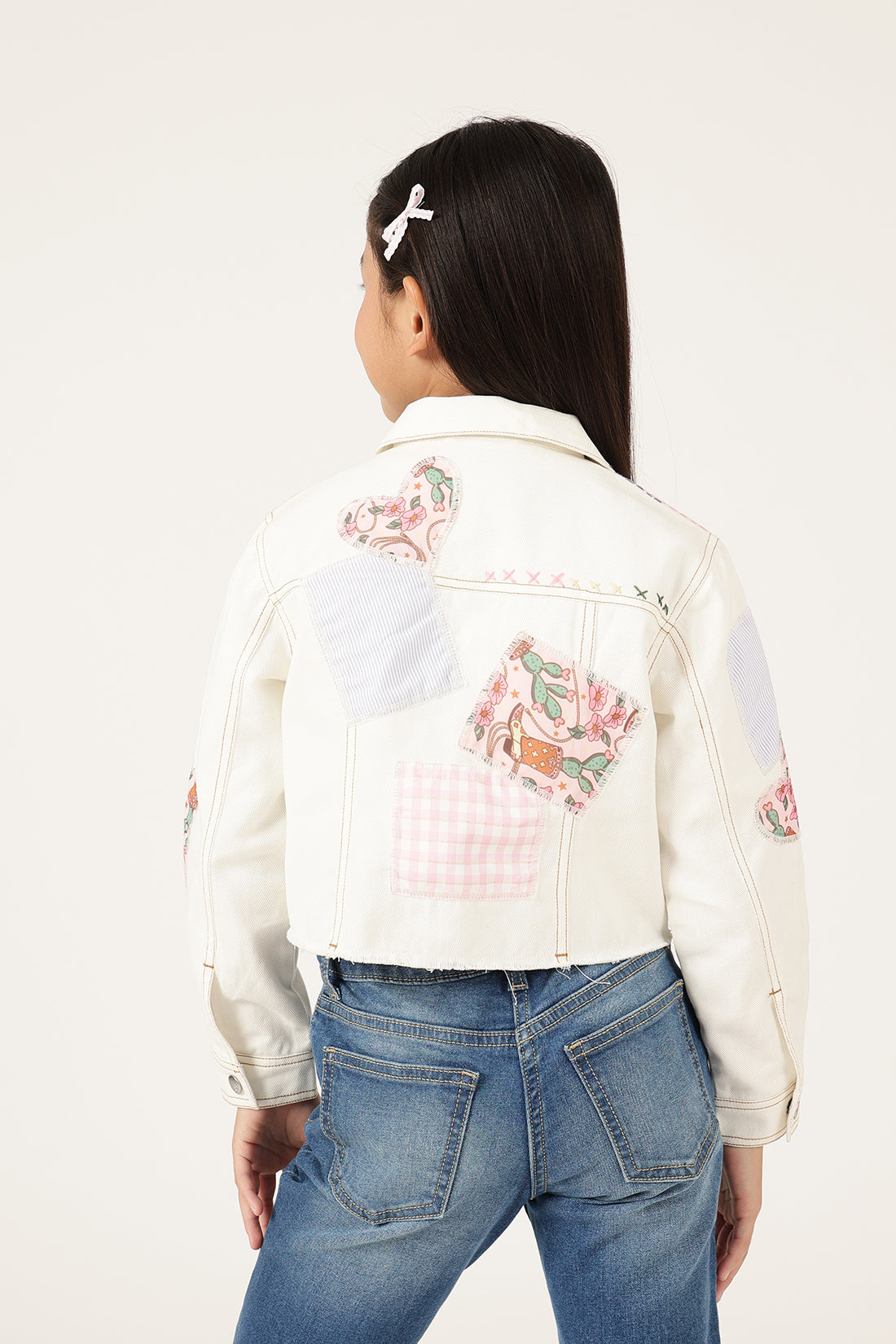Girls Off White Abstract Drill Jacket