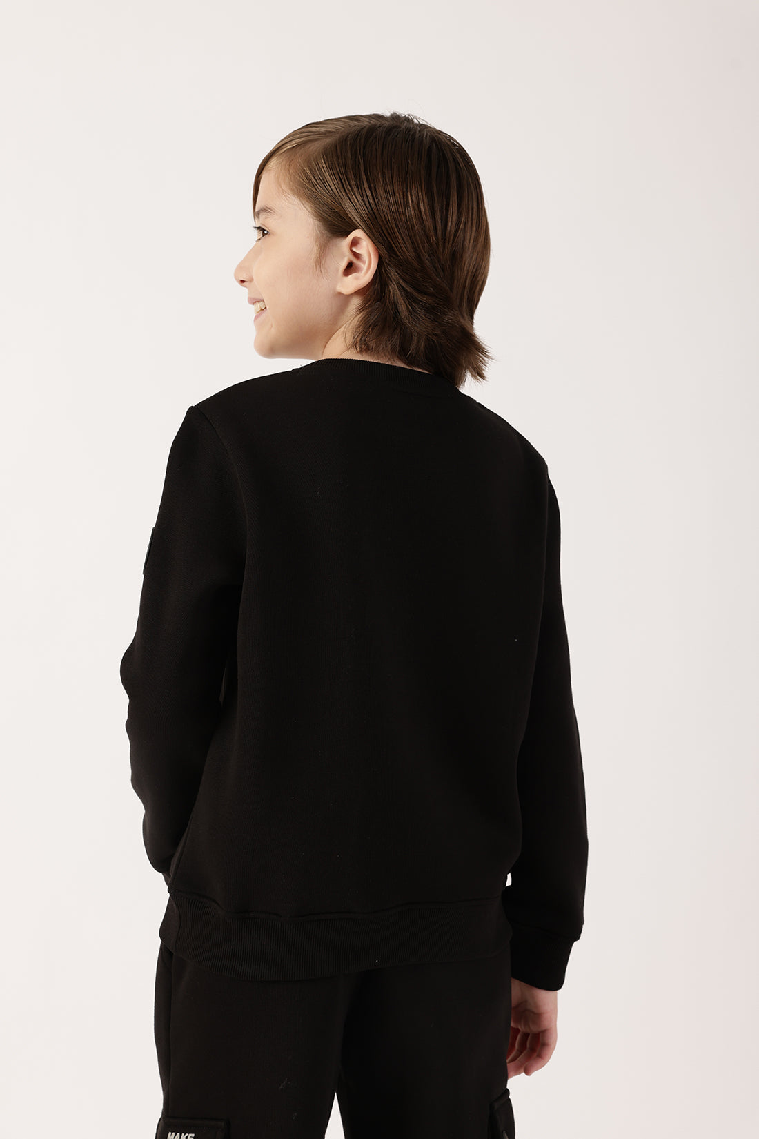 Boys Black Cotton Blend Sweatshirt