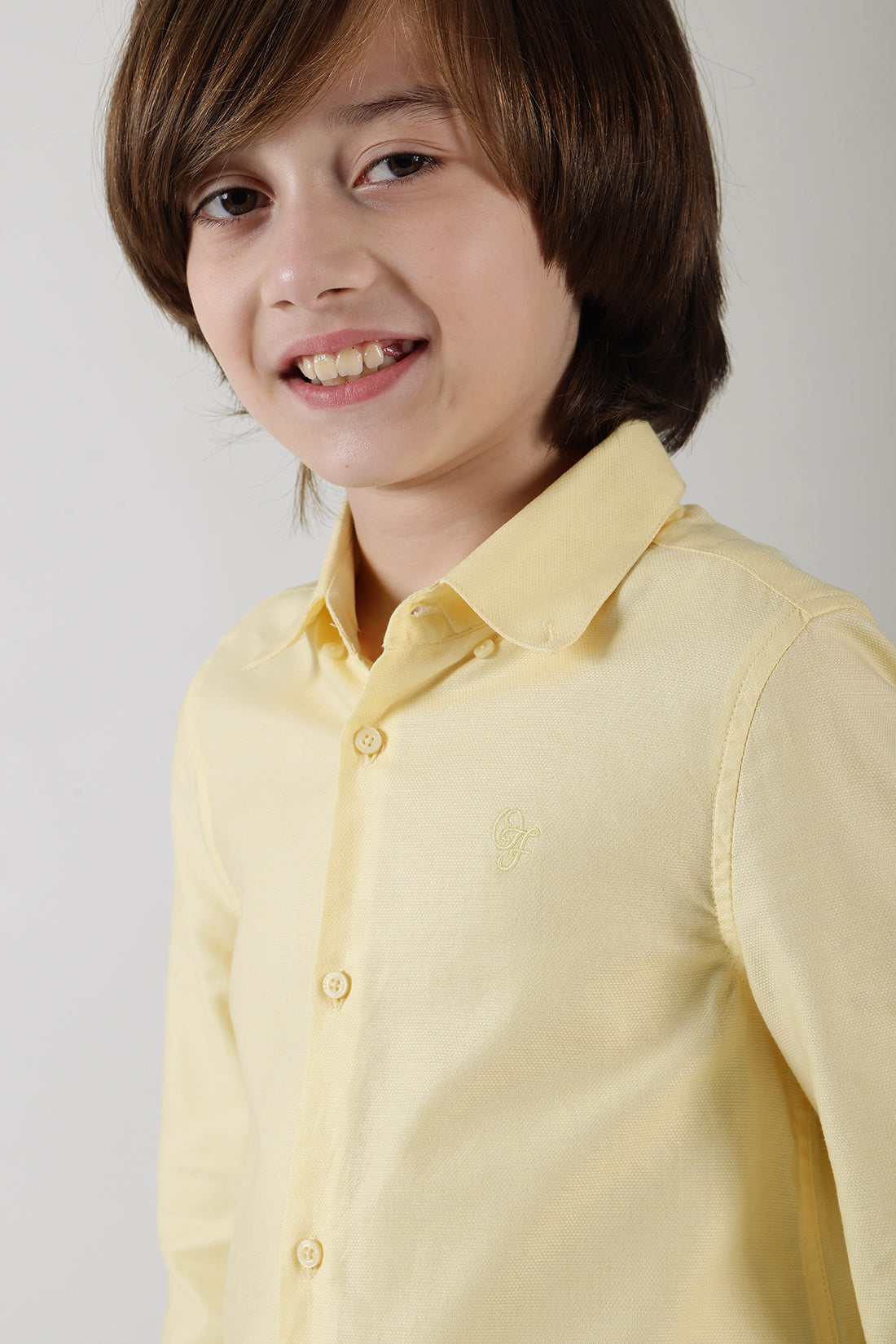Boys Yellow Regular Full Sleeve Solid Shirt by One Friday