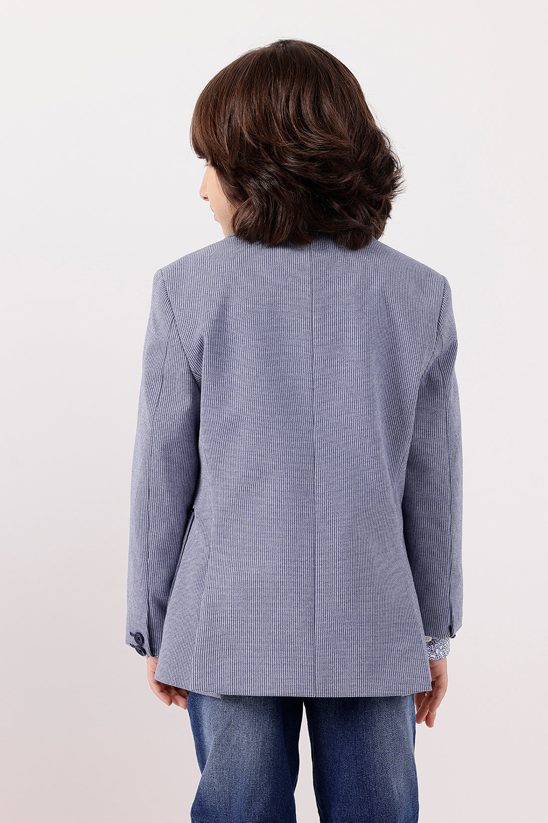 Boys Blue Blazer – Abstract Woven Outerwear