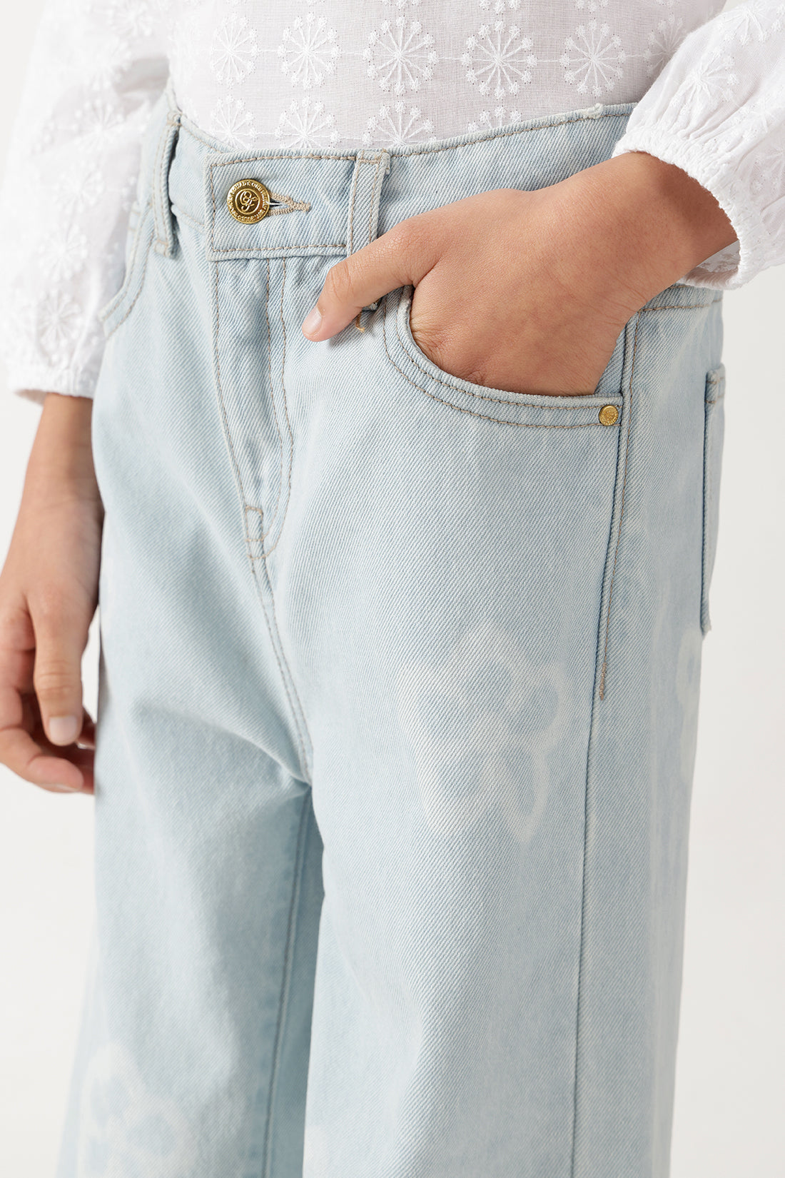 Girls Blue Straight Fit Denim Jeans