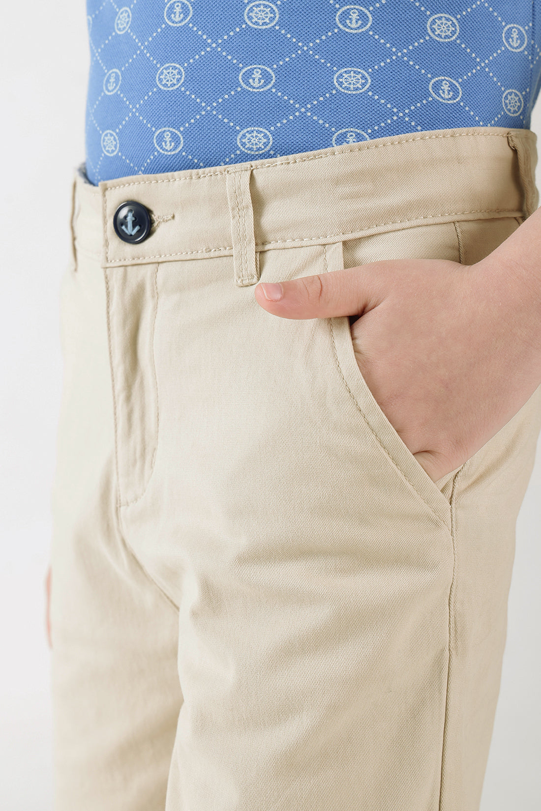 Boys Beige Regular Fit Solid Shorts by One Friday