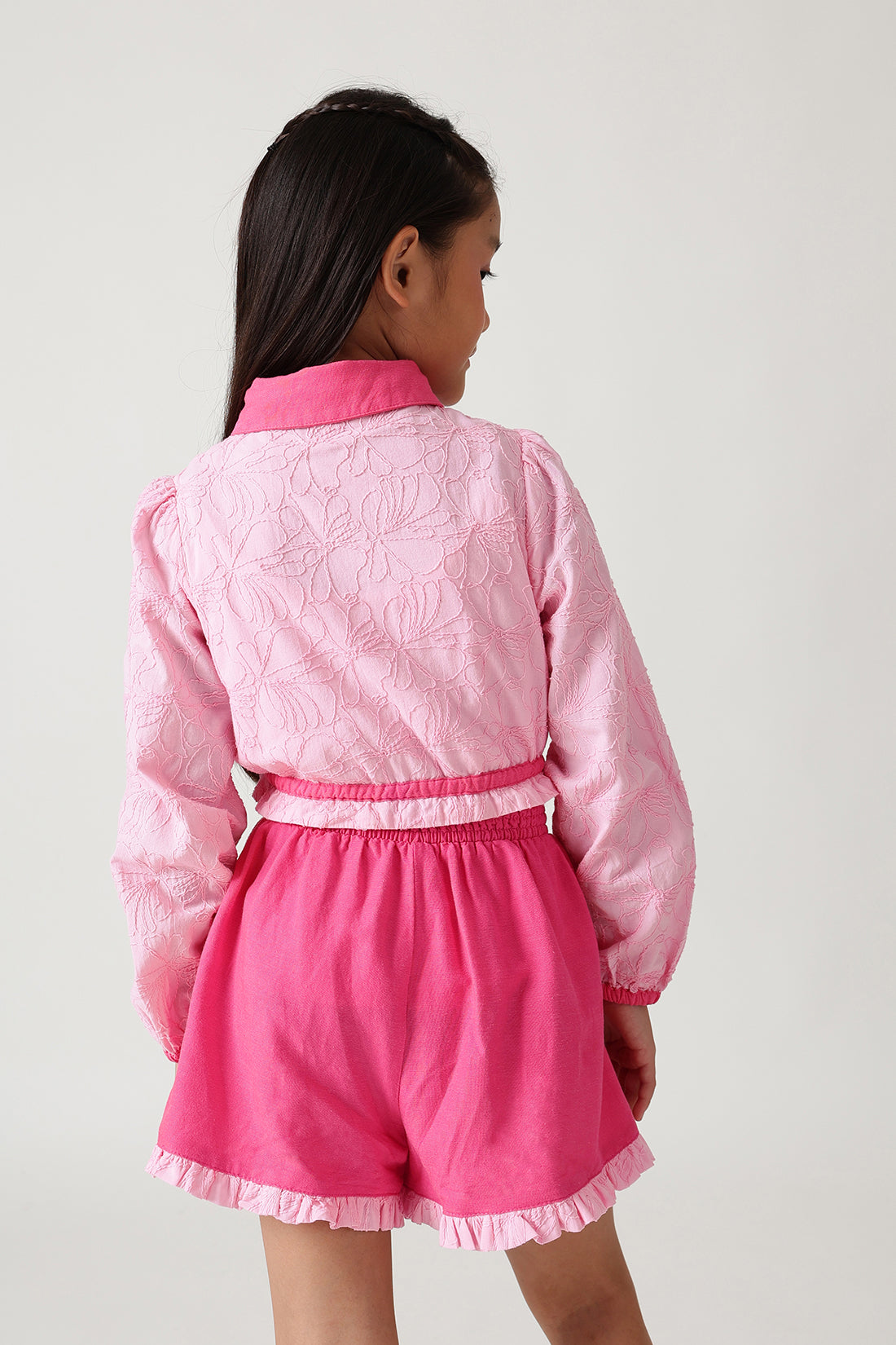 Girls Pink Regular Fit Full Sleeve Solid Tops By One Friday