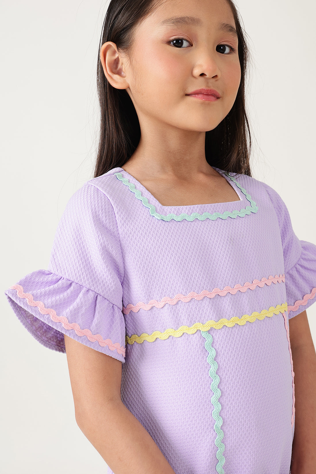 One Friday Girls Lilac Solid Dress