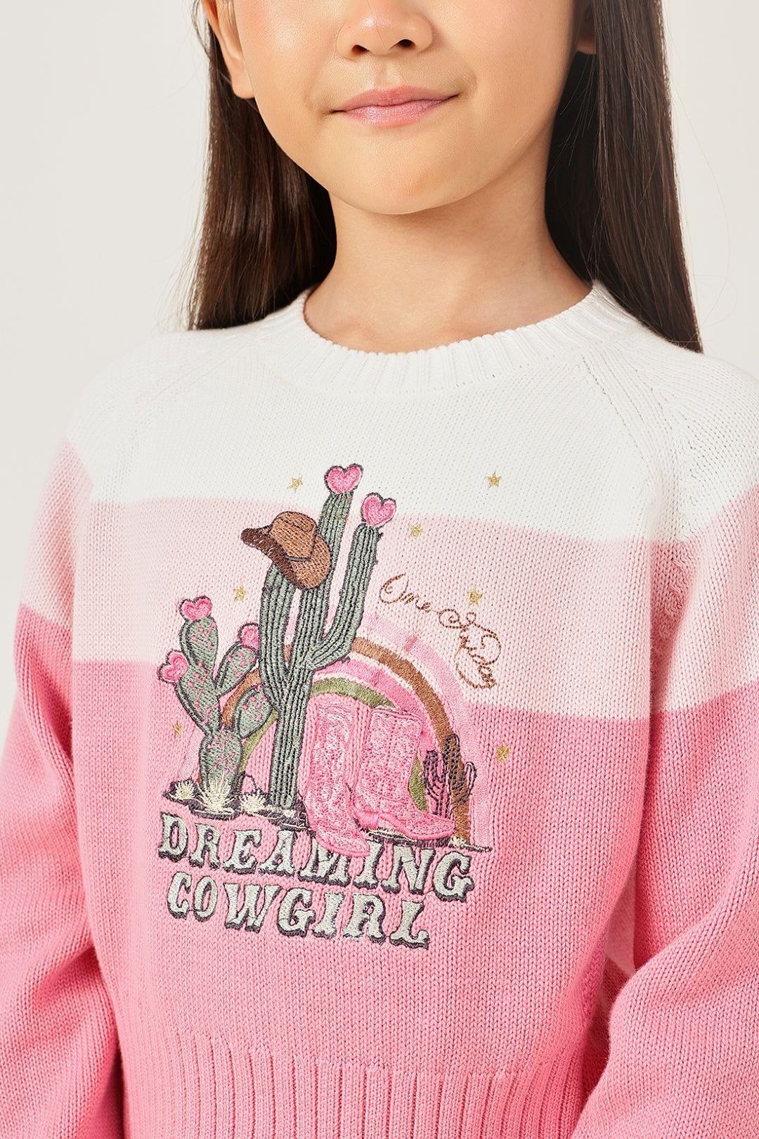 Girls Pink Knit Sweater – Cozy Winter Essential