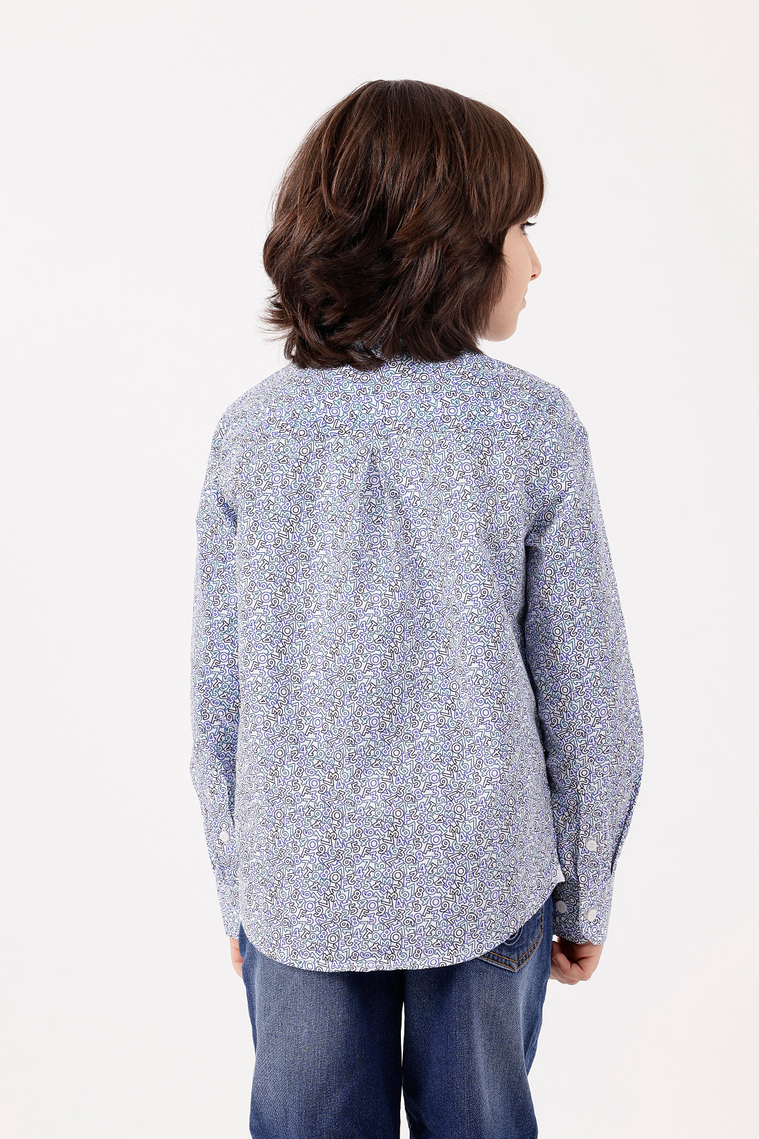 Boys Blue Printed Shirt