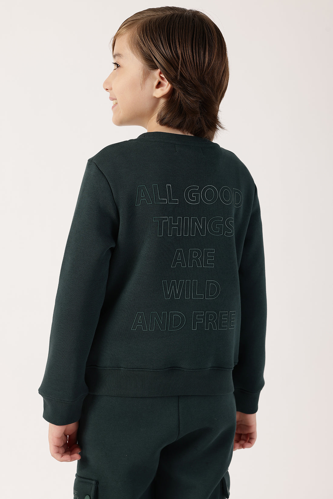 Boys Green Cotton Blend Sweatshirt