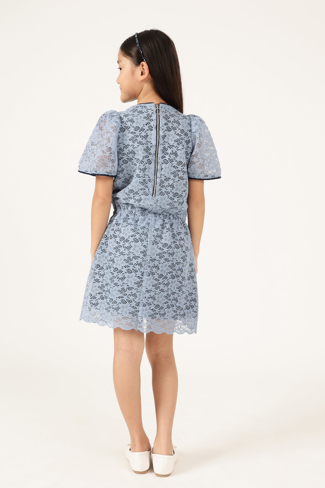 Girls Blue Woven Dress – Regular Fit