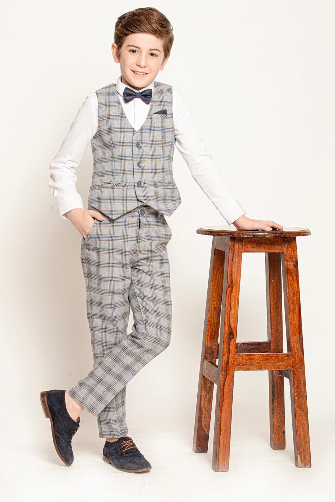 One Friday Slate Houndstooth Boys' Trousers