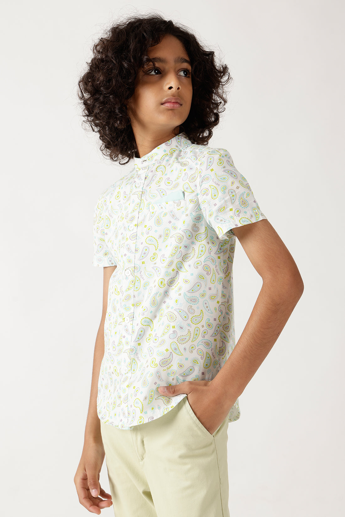 Boys Multi Color Loose Fit Half Sleeve Printed Shirt By One Friday