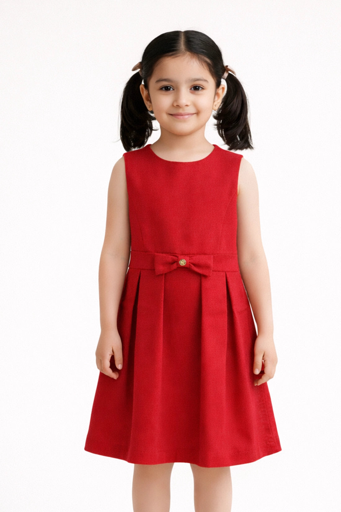 Girls Red Cotton Casual Dress