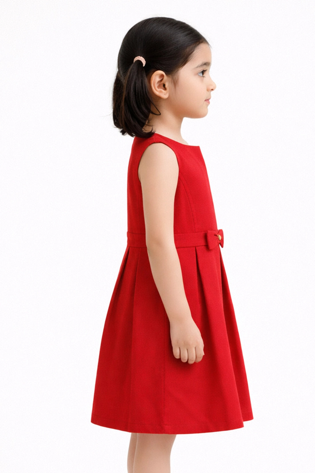 Girls Red Cotton Casual Dress