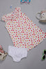 One Friday Baby Girls Off White Floral Printed Schiffly Cotton Dress With Bloomer