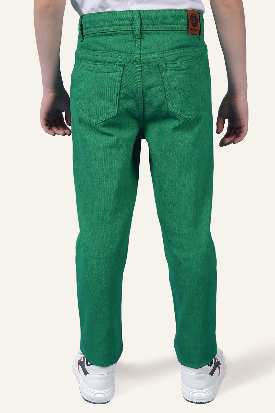 Boys Green Embroidered Jeans