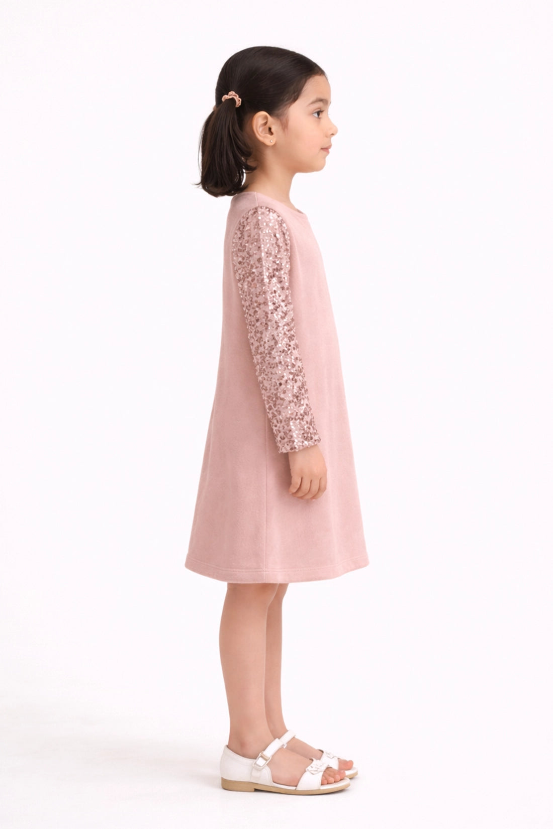 Girls Pink Solid Day Dress