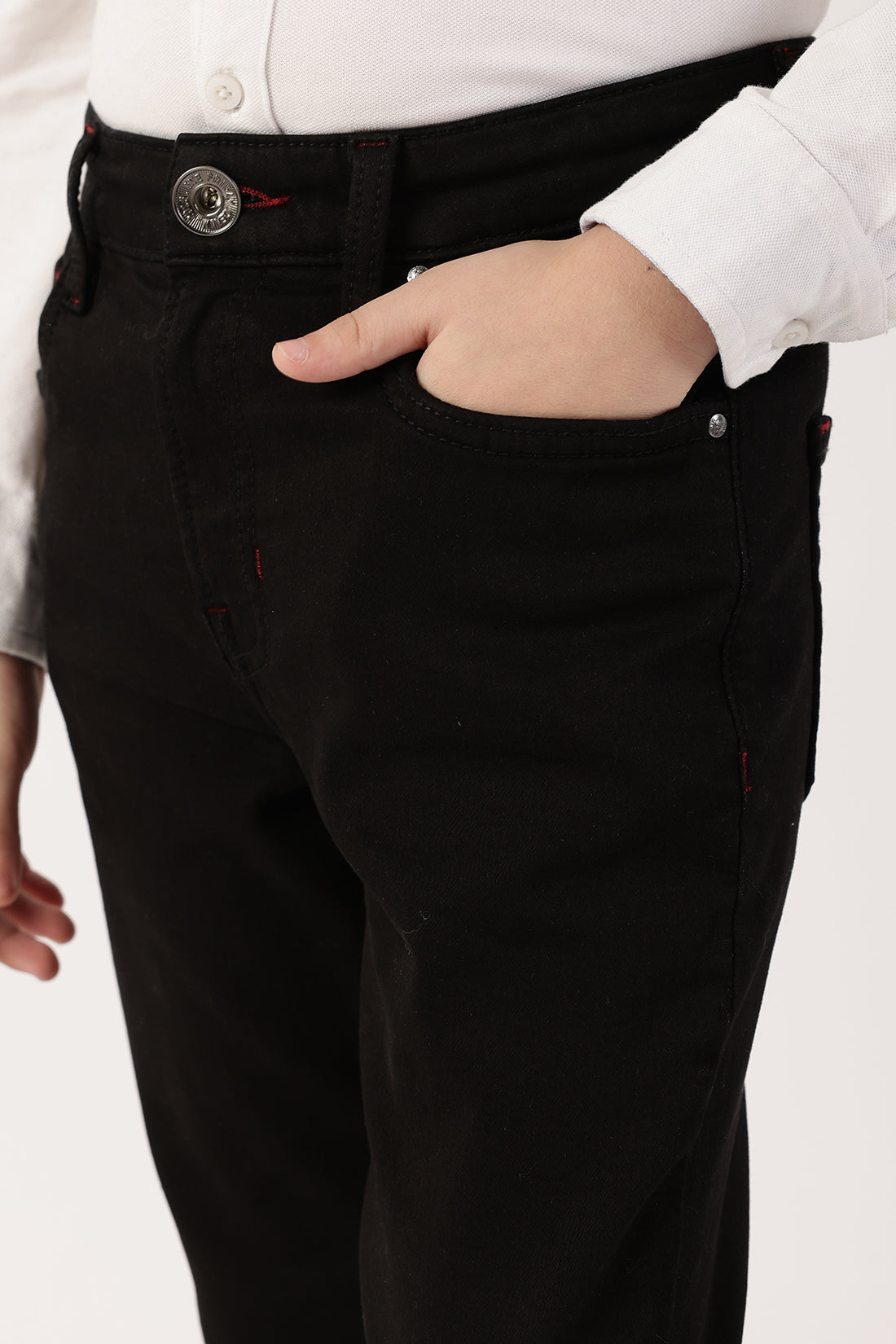 लड़कों के लिए नीली जींस आरामदायक स्ट्रेच निट डेनिम