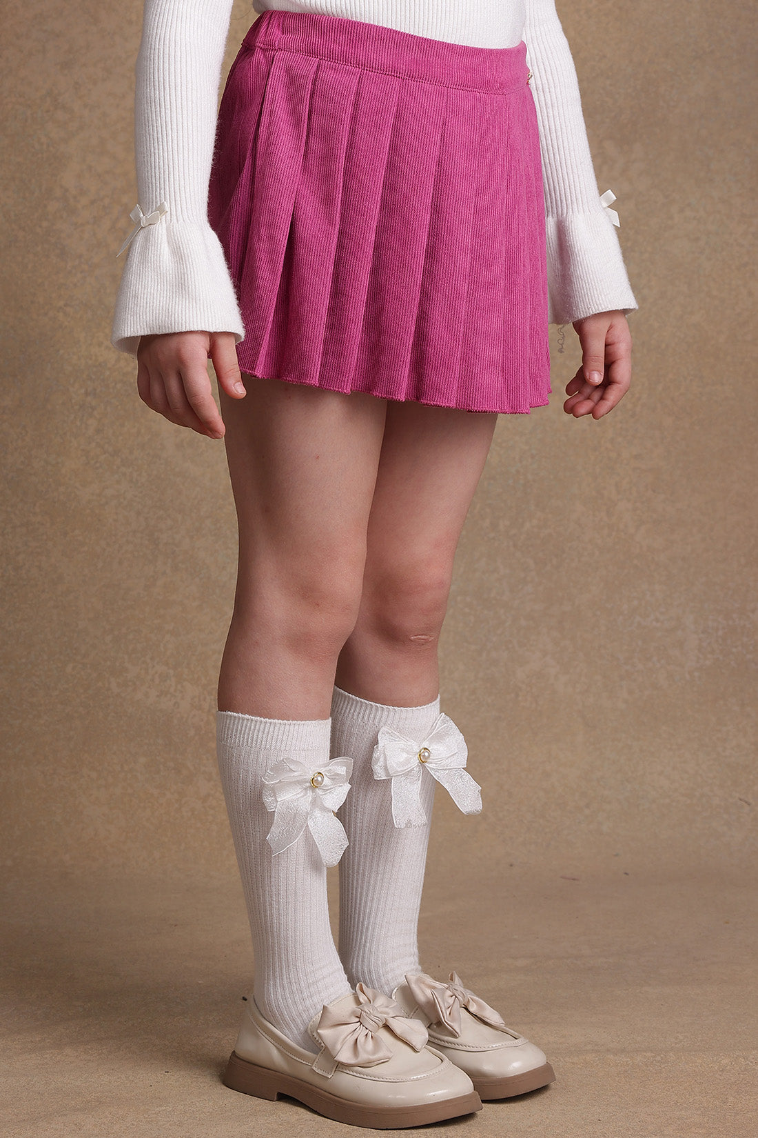 Girls Pink Pleated Skorts