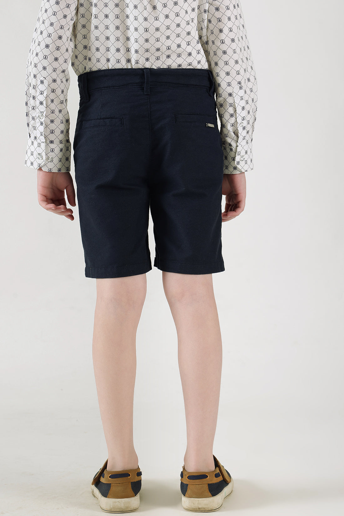 Boys Blue Regular Fit Solid Shorts